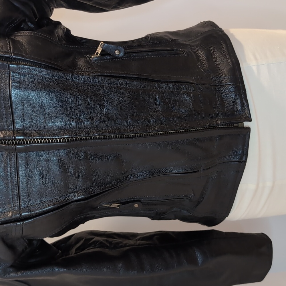 Screaming Eagle Motorcycle Biker Black Leather Jacket - Picture 3 of 16